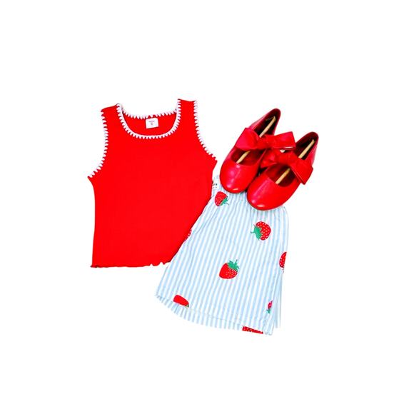 FabKids Strawberry Outfit - Shorts/Top & Bow Flats Bundle - Size Small 6/7 - Picture 3 of 7